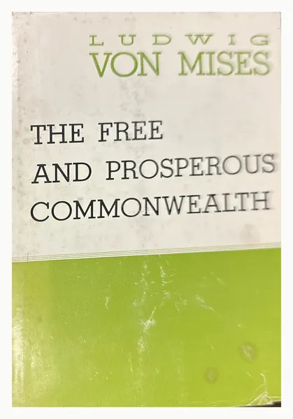 Dust jacket of The Free and Prosperous Commonwealth, cream and green