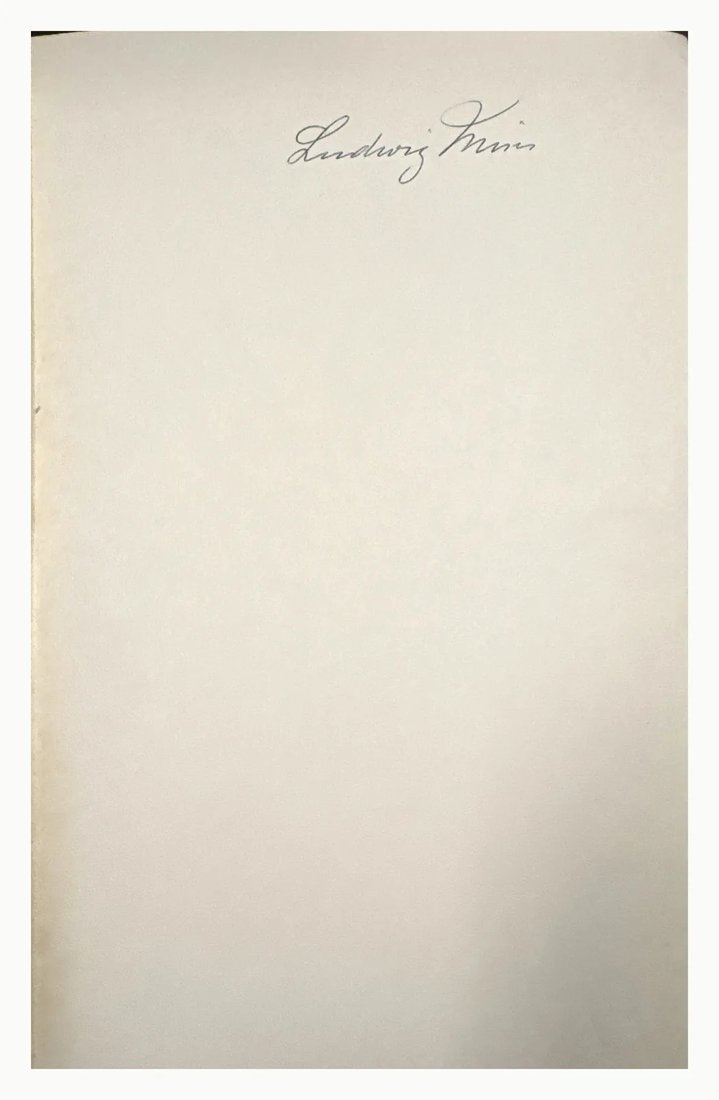 Front free endpaper signed Ludwig Mises